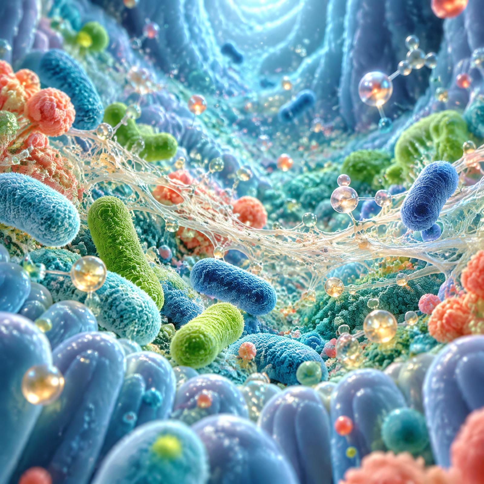 Colorful abstract gut microbiome system